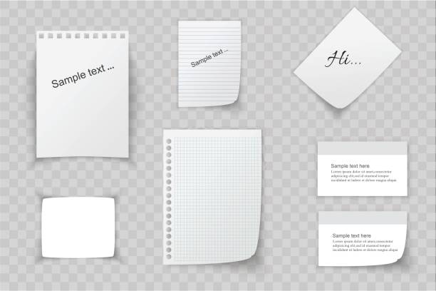 ilustrações, clipart, desenhos animados e ícones de coleção de vários white papers, deixa para o rótulo pronto para sua mensagem. ilustração vetorial - bulletin board note pad lined paper paper