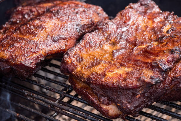 istock Grilled pork ribs on the grill 695499316