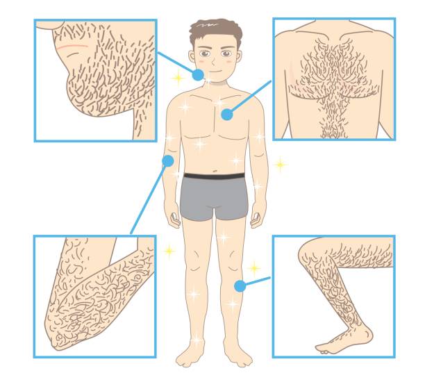 depilacja urody męskiej - chest hair stock illustrations