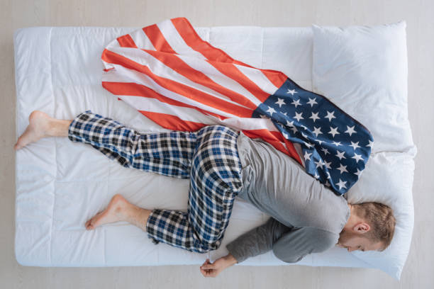istock Nice pleasant man dreaming of America 695515722