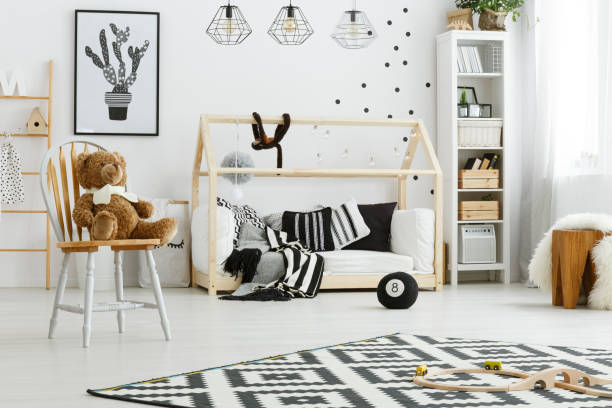 istock Wooden decoration in room 695527854