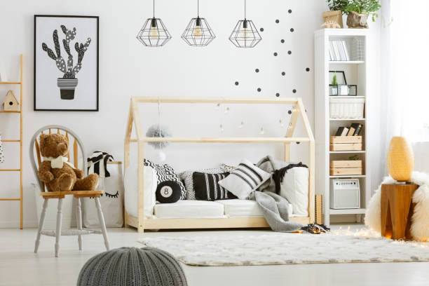 istock Black decoration in room 695527860