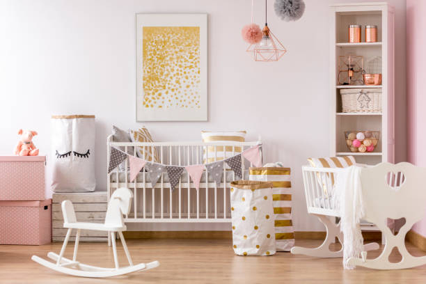 istock Crib nook with golden dots poster 695533914