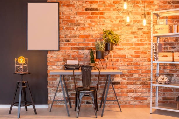 istock Poster mockup in industrial loft 695533940