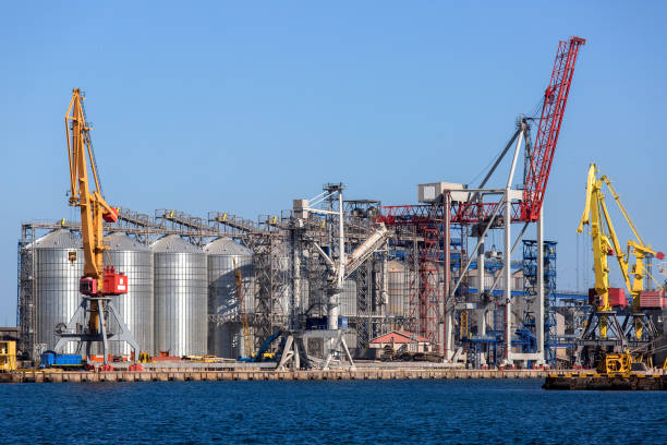 istock Seaport, big tanks for dryer. 695534548
