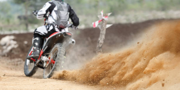 Dust splash from enduro motocycle race