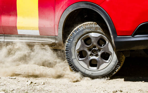 High Speed Wheel on dirt stock photo