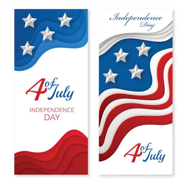 illustrazioni stock, clip art, cartoni animati e icone di tendenza di design del taglio della carta del giorno dell'indipendenza degli stati uniti. - patriotic paper