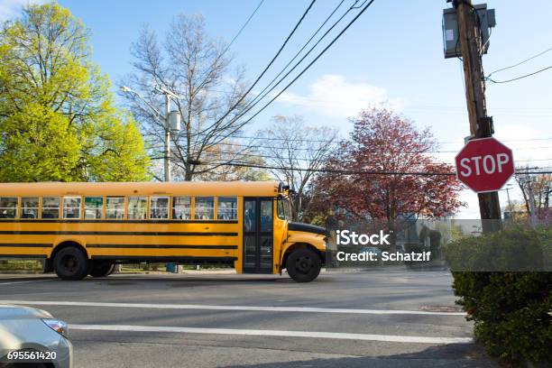 Stopped Sign And School Bus Stock Photo - Download Image Now - School Bus, Driving, Bus