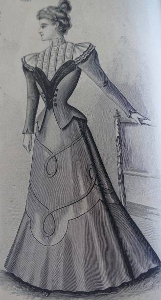 istock Woman with fasionable clothing 19. Jahrhundert 695569320