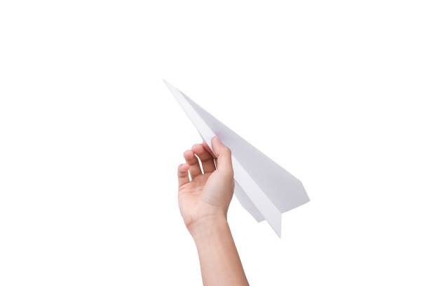 istock Hand holding paper plane isolated on white background. concept new innovation and creativity. 695570054