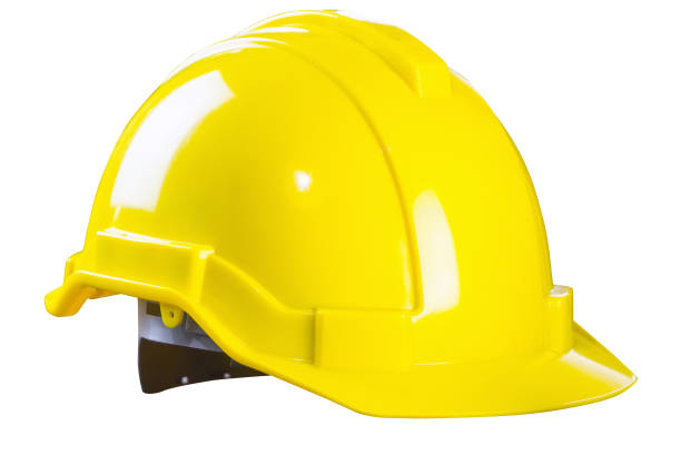 istock Yellow Construction safety helmet isolated on white 695574214