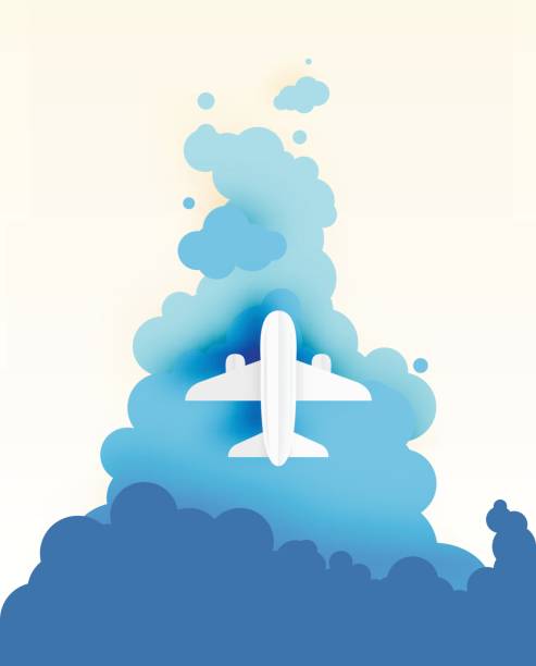 istock Airplane aerial view paper art with beautiful background 695582264