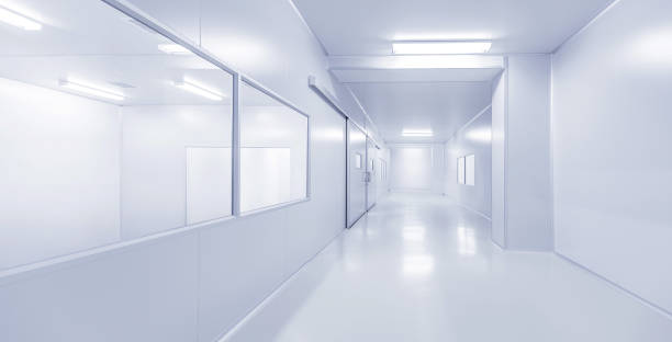 istock modern interior science laboratory or factory background with lighting in monotone 695582802