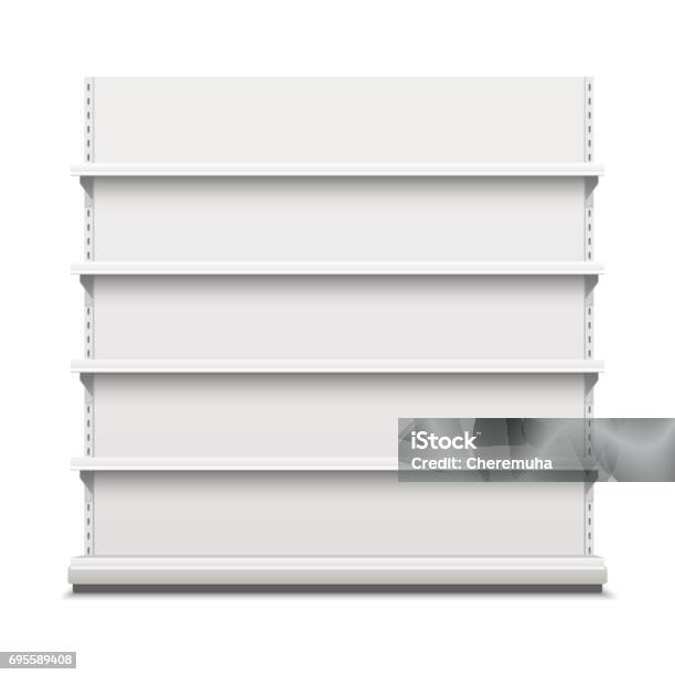 White Empty Vector Store Shelves Stock Illustration - Download Image Now - Shelf, Store, Supermarket