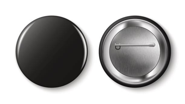 czarny przycisk pin, wektor. - brooch stock illustrations