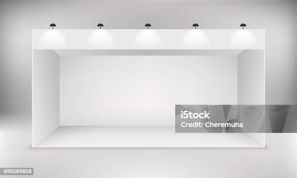 Exhibition White Empty Vector Booth Stock Illustration - Download Image Now - Kiosk, Booth, Exhibition