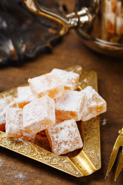 istock Closeup traditional turkish delights (rahat lokum) 695592602
