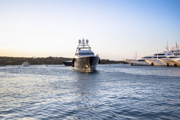 istock Huge luxury yacht in the port 695597072