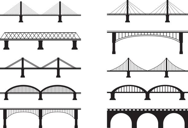 구름다리 아이콘 - railway bridge stock illustrations