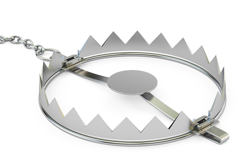 empty bear trap, 3D rendering isolated on white background