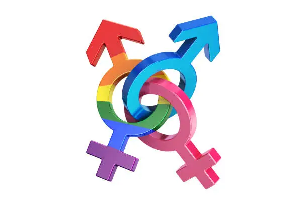 Photo of gender symbols, 3D rendering isolated on white background