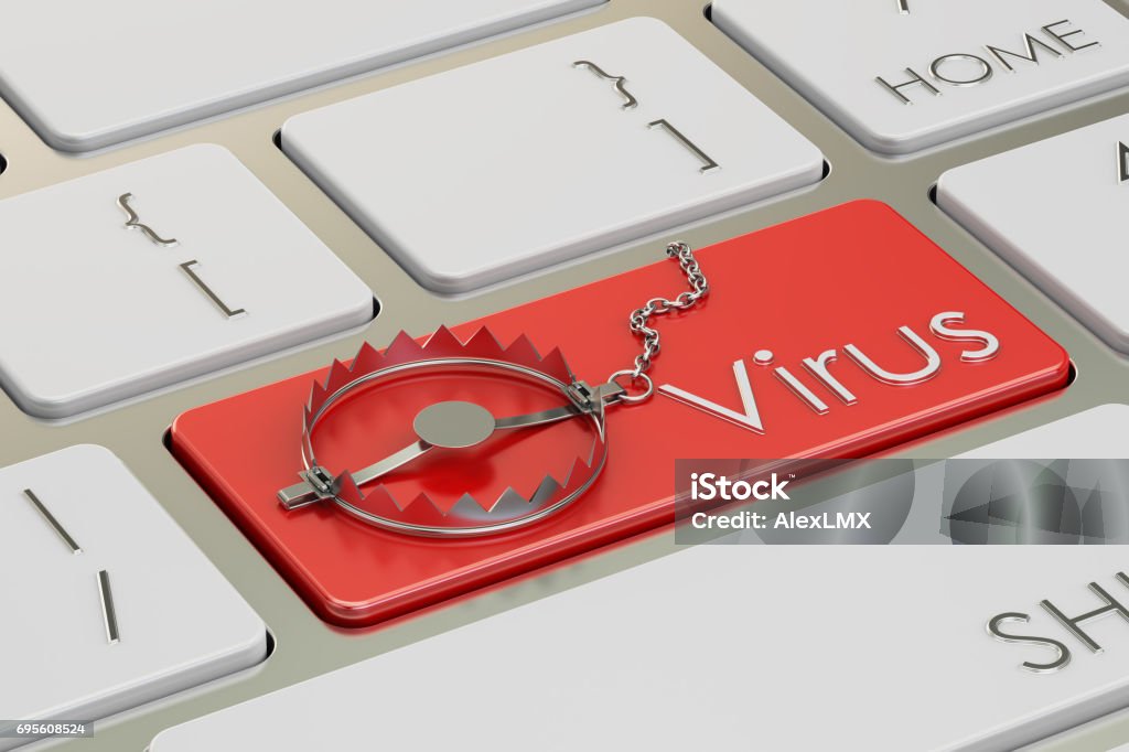 Virus Button Download Virus Button With Trap On The Computer Keyboard 3d Rendering Stock ...