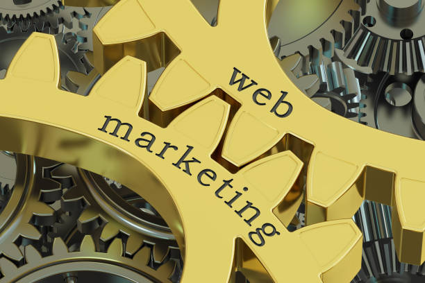 istock web marketing concept on the gearwheels, 3D rendering 695608572