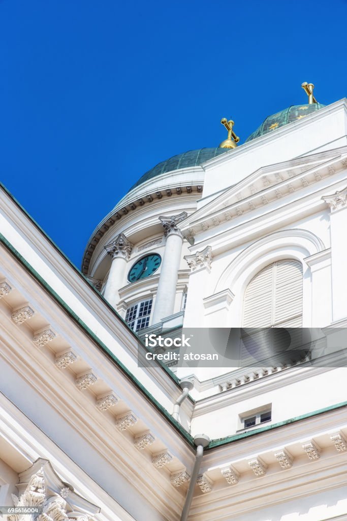 Helsinki cathedral details in finland Exterior of the Helsinki Cathedral in Helsinki, Finland Architecture Stock Photo