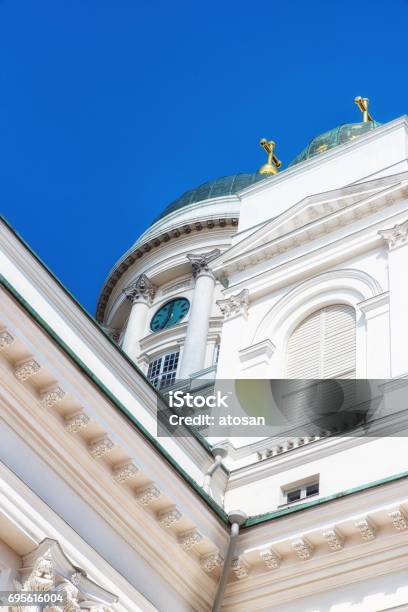 Helsinki Cathedral Details In Finland Stock Photo - Download Image Now - Architecture, Building Entrance, Capital Cities