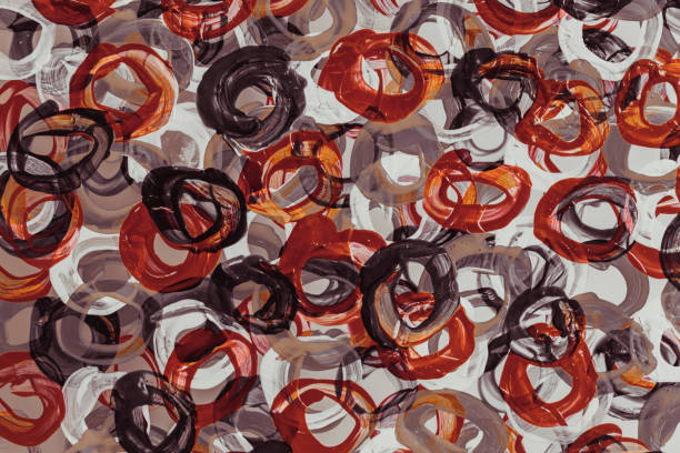 imagen de fondo abstracto de círculos multicolores - oil painting abstract circle fine art painting fotografías e imágenes de stock