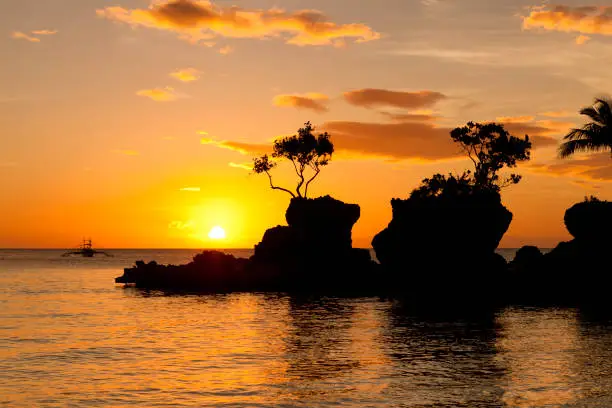 famous willys rock at boracay island, the philippines.