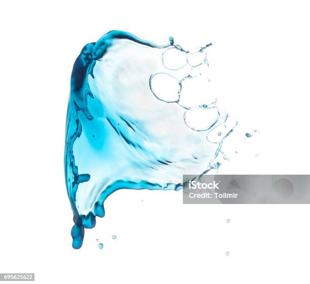 Blue Water Splash Stock Photo - Download Image Now - Water, Splashing, Spray