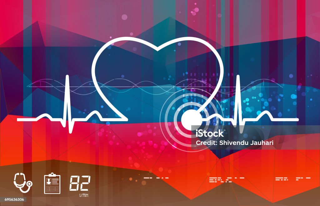 Heart ECG Abstract - Illustration Heart ECG Abstract - Illustration as EPS 10 File Blood Pressure Gauge stock vector