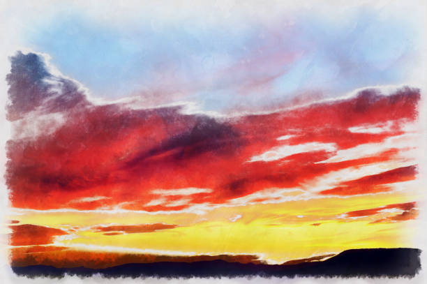 istock Clouds on sunset sky colorful painting 695638098