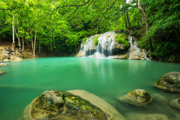 istock Beautiful and Breathtaking green waterfall 695645084
