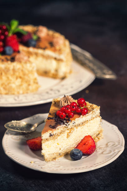 istock Chocolate Caramel Cake With Fresh Berry Fruits 695649360