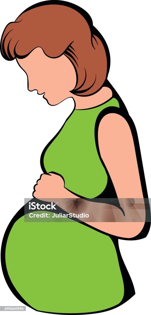 Pregnant woman icon, icon cartoon Pregnant woman icon in cartoon style isolated vector illustration Abdomen stock vector