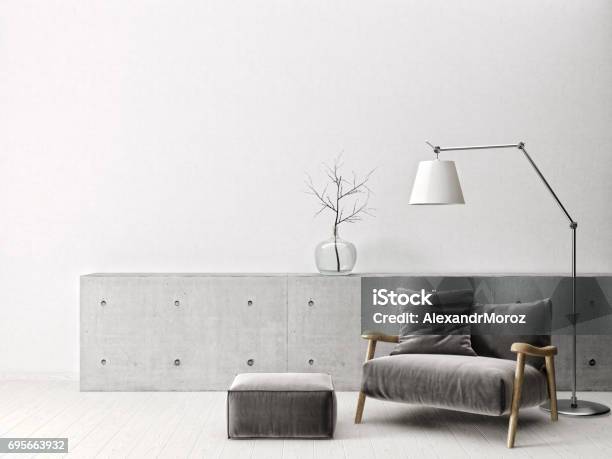 Interior Stock Photo - Download Image Now - Home Showcase Interior, Scandinavian Descent, Concrete