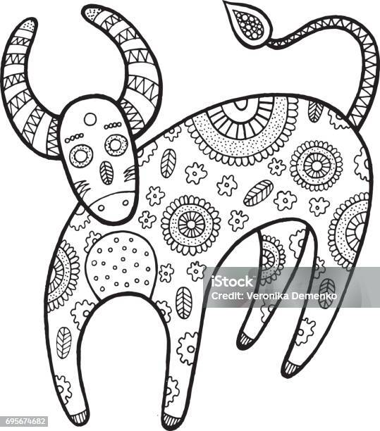 Coloring Page With Cartoon Cow Stock Illustration - Download Image Now - Abstract, Adult, Agriculture