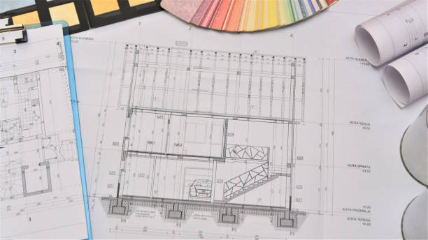 istock Painting equipment with floor plans 695674946
