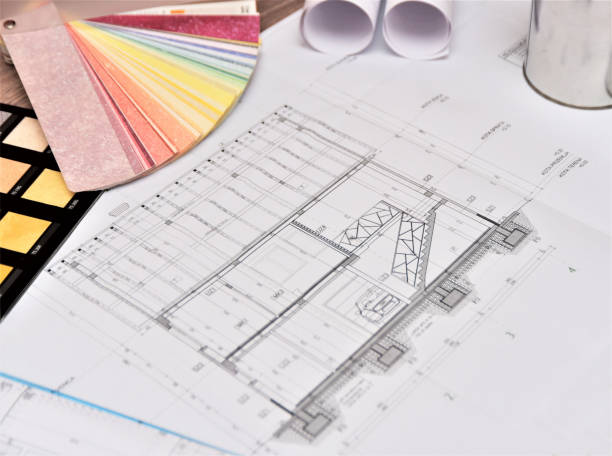 istock Painting equipment with floor plans 695674980