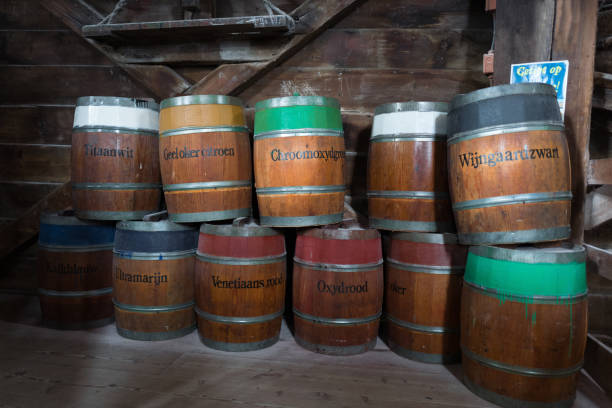 istock Barrels of pigments in an Amsterdam wind mill 695685640