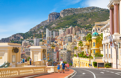 Monaco, Monte Carlo - September 17, 2016:  City of Monte Carlo, view from the Grand Casino hill