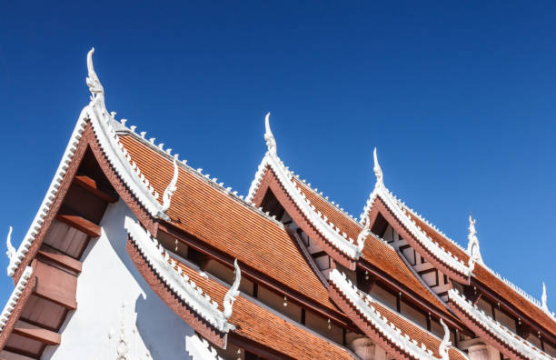istock Art striped roof Buddhist beautiful 695694762