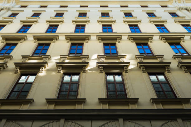 istock Classic apartment building front facade in Old Town Vienna 695694786