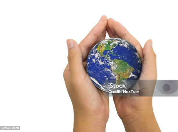Earth Planet In Female Hand Isolated On White Elements Of This Image Furnished By Nasa Stock Photo - Download Image Now