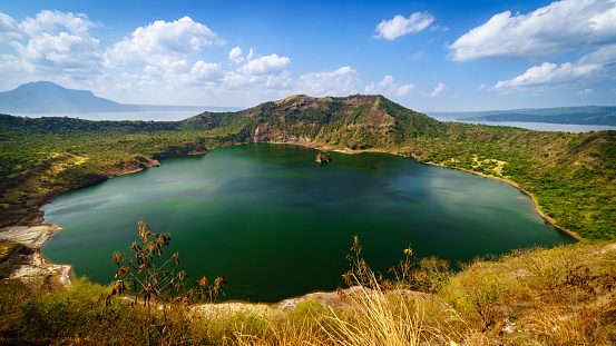 Beautiful green color Taal volcano crater in Luzon area of Philippines