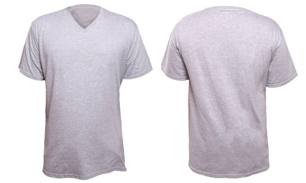 istock Misty Grey V-Neck shirt design template 695711252