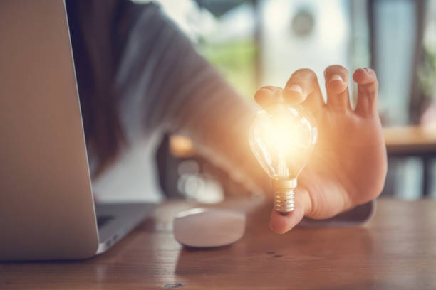 istock New ideas with innovation and creativity concept. 695714734